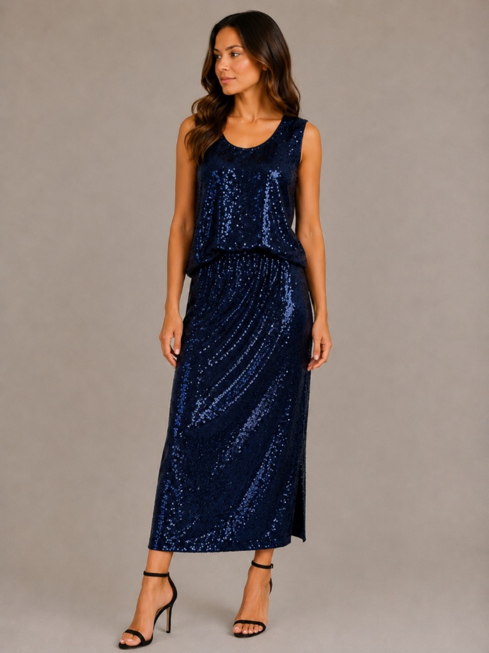 GAP Navy Sequin Tank & Midi Skirt Set - Size Large Petite